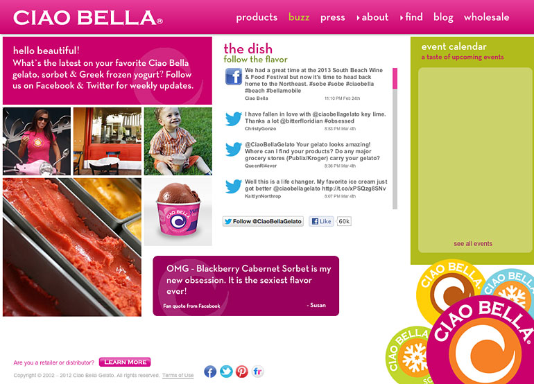 Ciao Bella Gelato Website